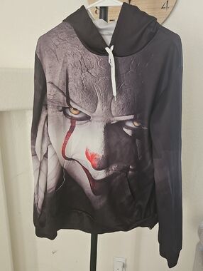 Boys Teen Graphic Horror Clown Face Hoodie - IT 2XL